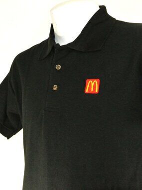 McDONALD'S Fast Food Employee Uniform Polo Shirt Black Size M Medium